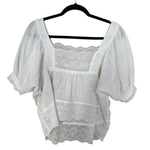 Olivaceous White Eyelet Top | Size S